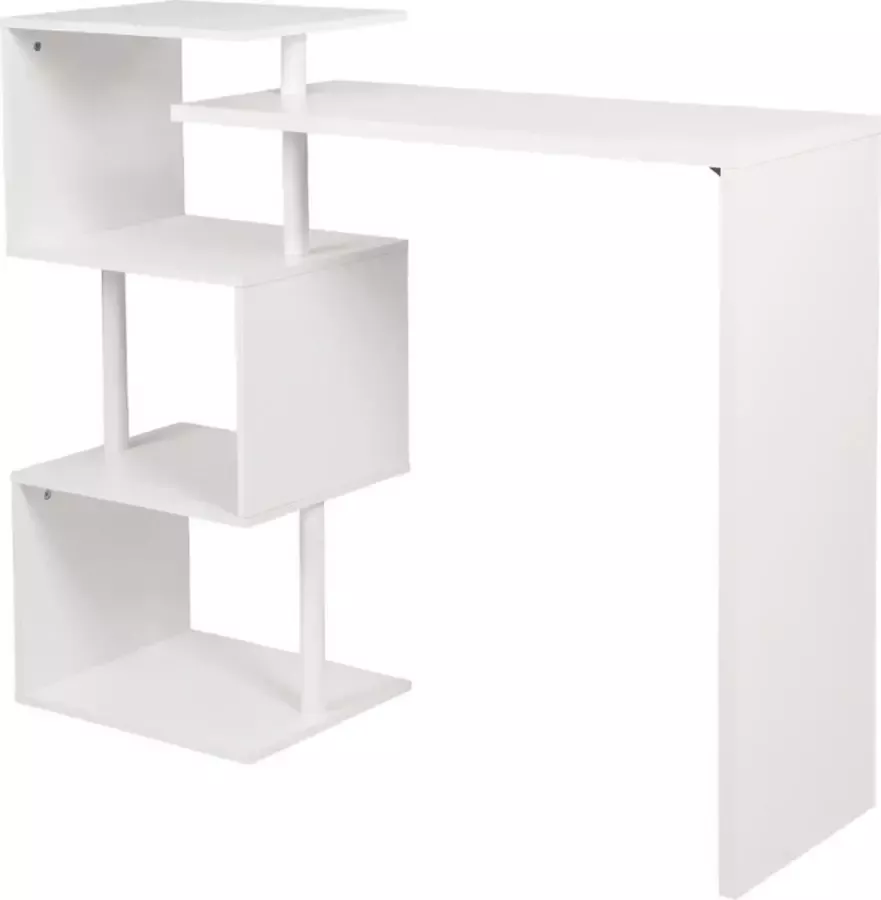 Bartafel Hoge Tafel Voor Keuken & Bar Bartafels Tafels MDF Tafelblad & Metalen Frame Wit