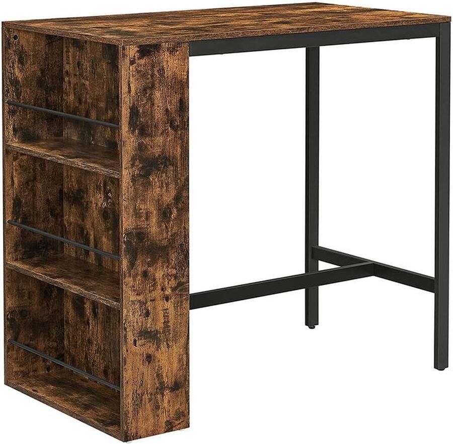 Rootz Living Rootz Bartafel Industrieel Design Bartafel Met Plank Pubtafel Indoor Bartafel Houten Bartafel Vintage Bruin Zwart 110 x 60 x 100 cm