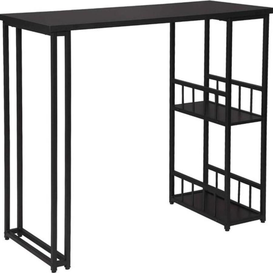 Bartafel Liverpool Met rekje Keuken Voor binnen Hout Metaal Rechthoekig Zwart 120x40x105cm