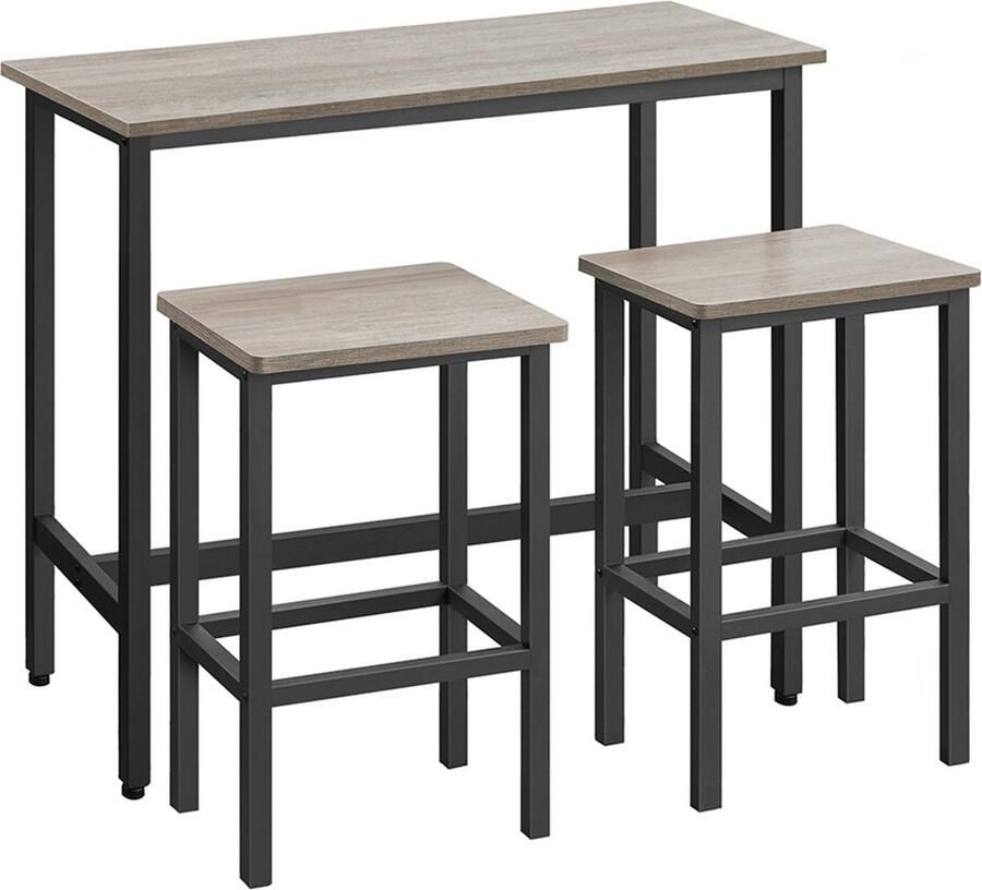 Rootz Living Rootz Bartafel met Barkrukset Mottle-Ink Zwart Spaanplaat & Staal 100cm x 40cm x 90cm 40cm x 30cm x 65cm 20 2kg 100kg capaciteit