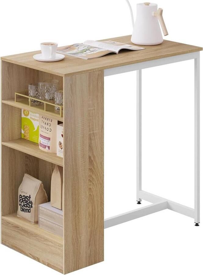 Rootz Living Rootz Home Bartafel met Plank Aanrecht Bistrotafel Houtmateriaal 91cm x 91cm x 49cm