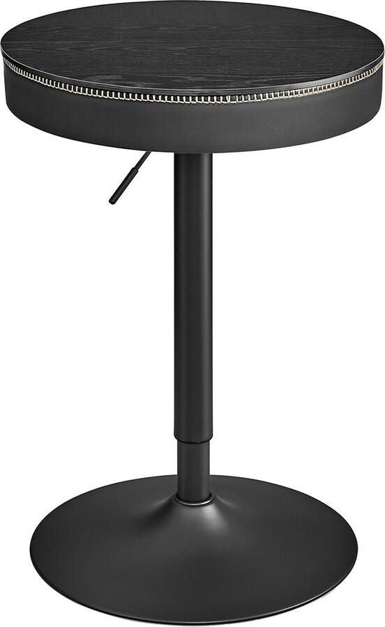 Rootz Living Rootz Bartafel Pubtafel Bistrotafel Stalen frame PU lederen blad 58 7 cm x 58 7 cm x (83-105) cm Ebbenhout Zwart-Inktzwart