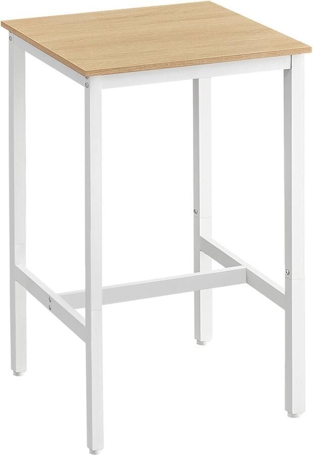 Bartafel Pubtafel Hoge tafel Stalen frame Stevige constructie 60 x 60 x 92 cm Bruin-Wit