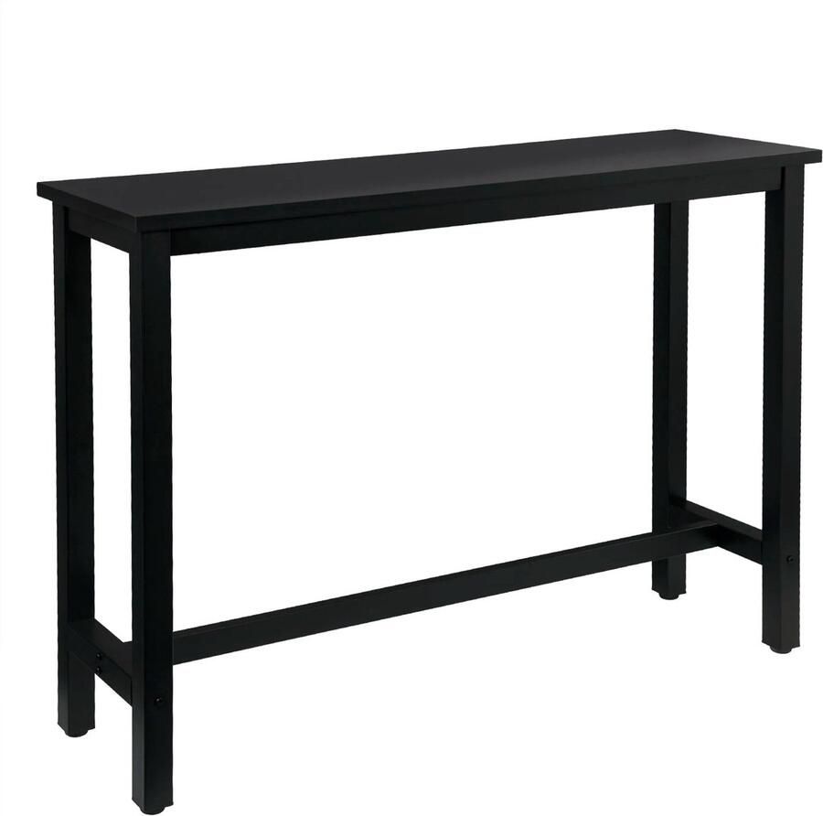 Bartafel Tafel Bistrotafel 140x40x100cm Met Voetsteun en Metalen Frame Ontbijttafel Eettafel Koffietafel of Sidetable Zwart