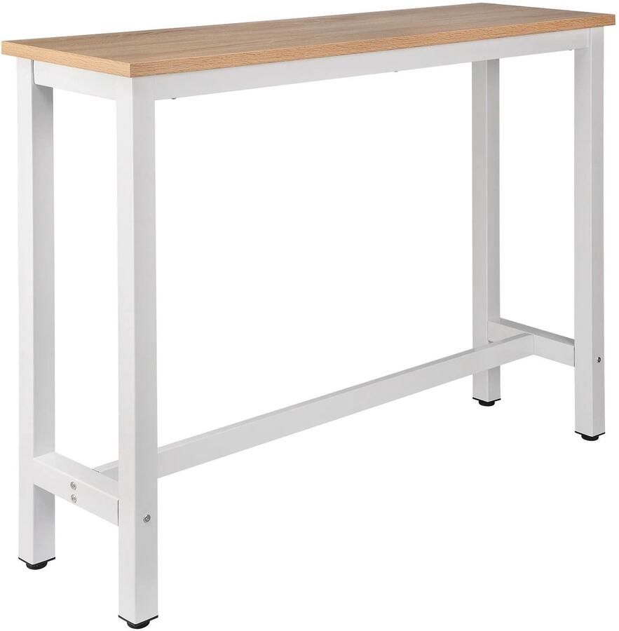 Corenia Bartafel Tafel Bistrotafel Met Voetsteun en Metalen Frame Eettafel 140x40x100cm Ontbijttafel Koffietafel of Sidetable Licht Eiken