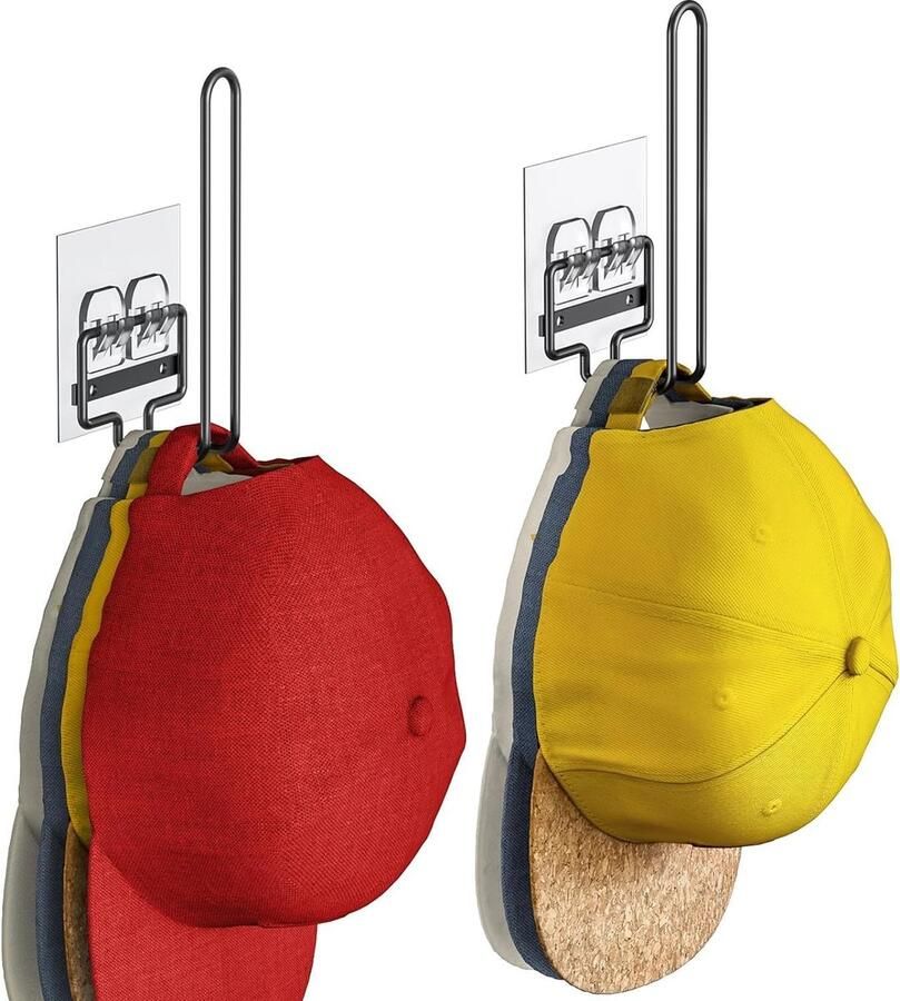Baseball Cap Hat Rack zelfklevende 2-pack wandgemonteerde hoedenorganizer opslag voor maximaal 20 petten hoedenhouder voor slaapkamerkast stevige hoedenhanger