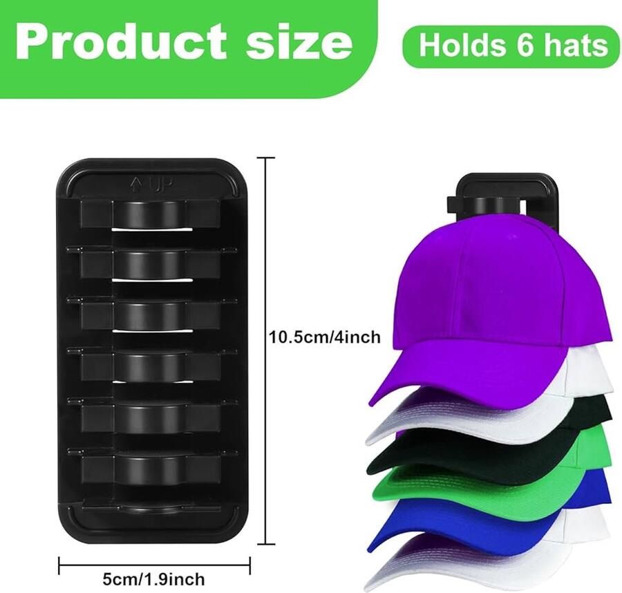 Basecap-houder Kaphouder voor slaapkamer Set van 6