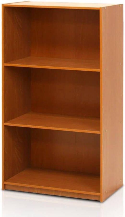 Basic boekenkast met 3 vakken opbergrek composiethout lichte kers 23 5 x 23 5 x 100 33 cm