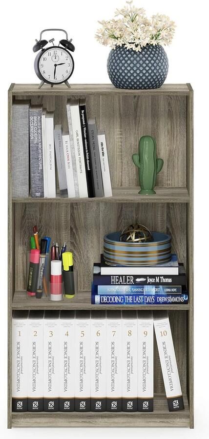 Basic boekenkast met 3 vakken opbergrek hout Sonoma eiken 23 49 x 55 25 x 100 33 cm