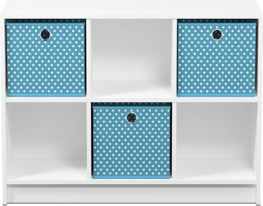 Basic boekenkast met 6 vakken en 3 laden wit lichtblauw 30 23 x 30 23 x 59 94 cm