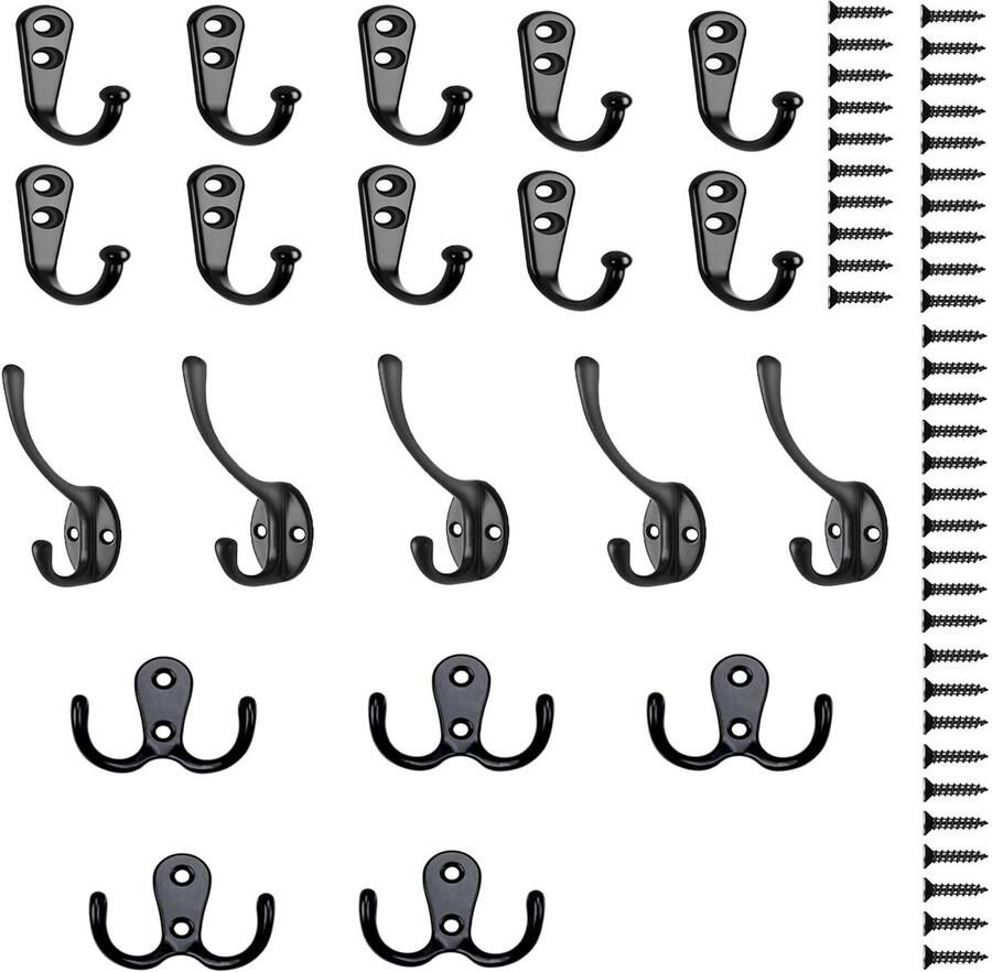 Basis garderobehaak muur garderobehaak dubbele haak zwanenhalshaak metalen wandhaak voor slaapkamer kapstok badkamer keuken garderobehaak muur hoge sterkte