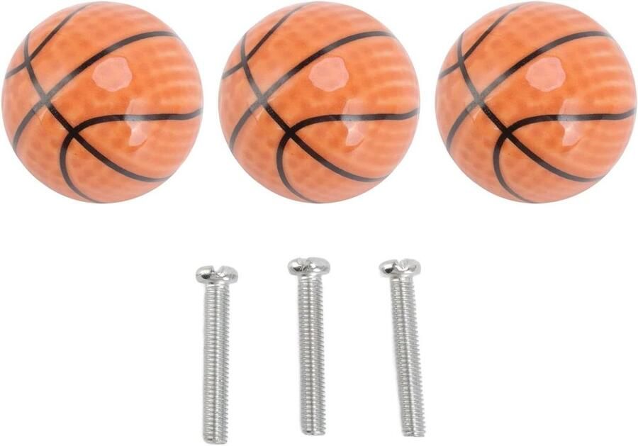 Basketbal Vorm Kast Knoppen 3 Set Keuken Thuis Enkel Gat Lade Knop Trekt Handgrepen Keramische Handvat Zinklegering Sport Fans