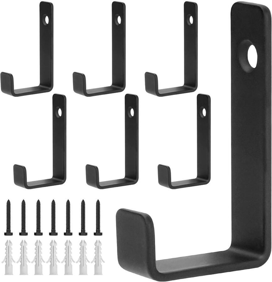 BATENGKEJI 7-pack kapstokhaken wandhaken om te schroeven kapstokhaken garderobehaken zwart voor jassen handdoeken handtassen badkamer slaapkamer woonkamer garderobe (enkel gat)