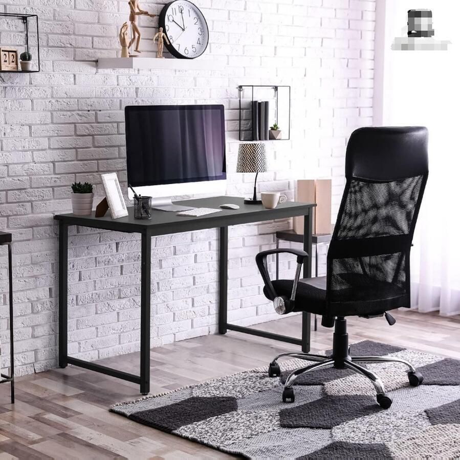 BAUER & MEYER Bureau Computerbureau Computer tafel Bureautafel incl. Monitor standaard + opbergvak 100 x 50 x 76 cm Hout look Bruin - Foto 5