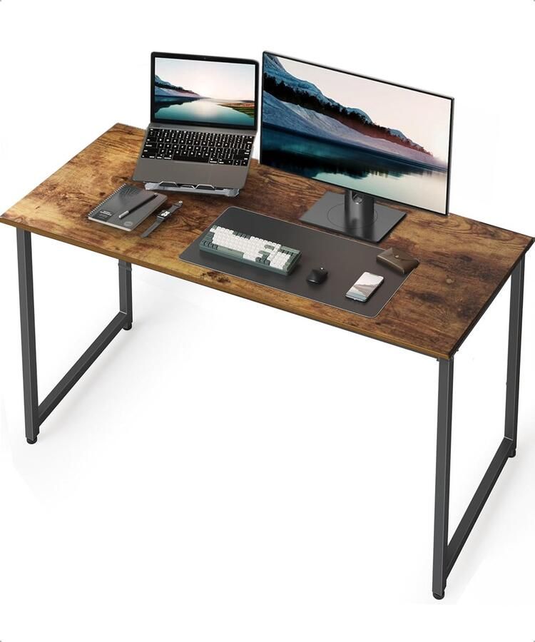 BAUER & MEYER Bureau Computerbureau Computer tafel Bureautafel incl. Monitor standaard + opbergvak 100 x 50 x 76 cm Hout look Bruin - Foto 2