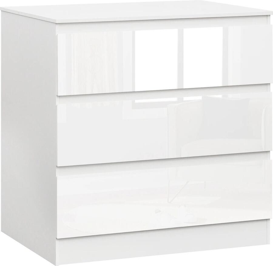 Bealive Kast Dressoirs Inclusief lades Wit Glanzend Hout Modern Waterdicht Makkelijke montage 80 x 48 x 78 cm