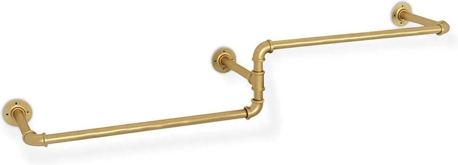 Bealive Kledingrek Garderobe stang Metaal Goud gekleurd Wand montage Industriële stijl Ijzer 180 x 25 x 19 cm - Foto 2