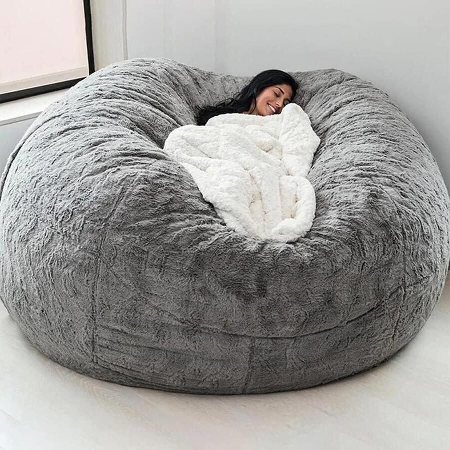 Bean Bag Chair Cover for Double Balcony Large Sofa Round Soft Fluffy No Fillers Cover Only