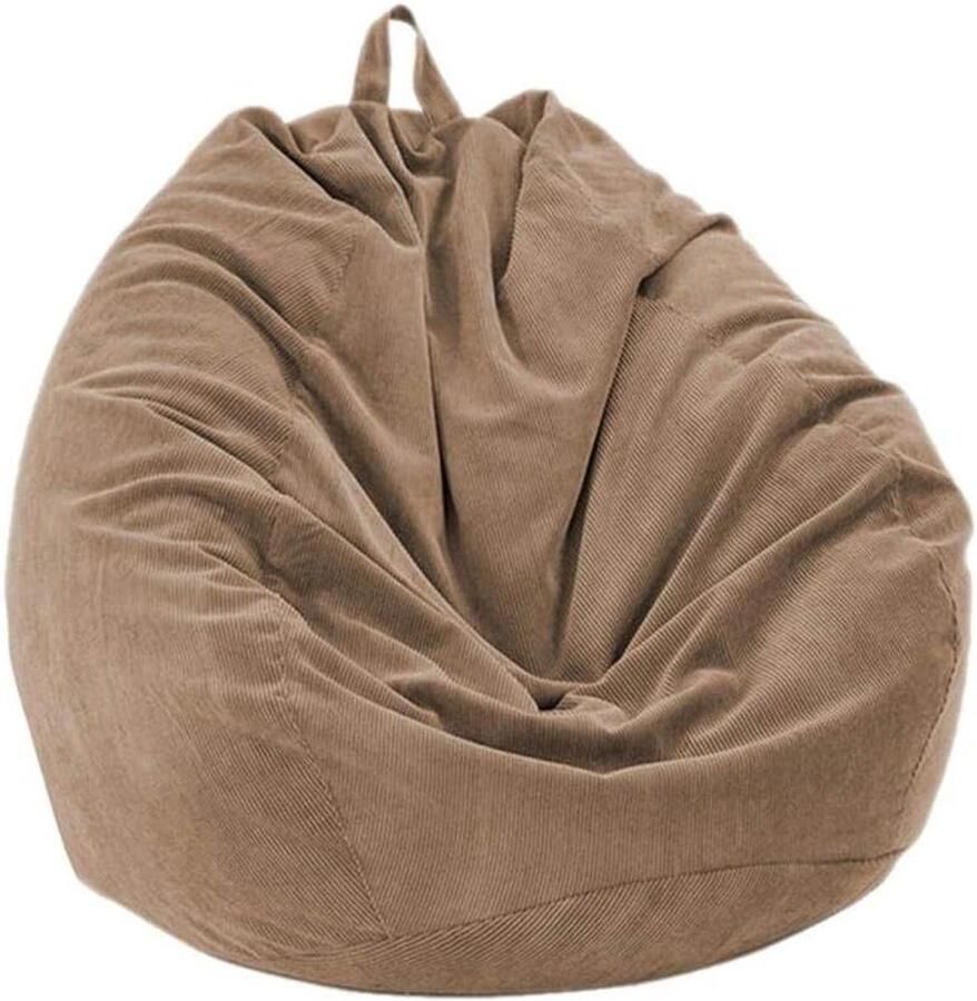 Zit- en poefoverdekking in geribbeld fluweel voor volwassenen en kinderen – Versterkte dubbelzijdige en gemakkelijk te reinigen opbergtas (70 x 80 cm bruin)