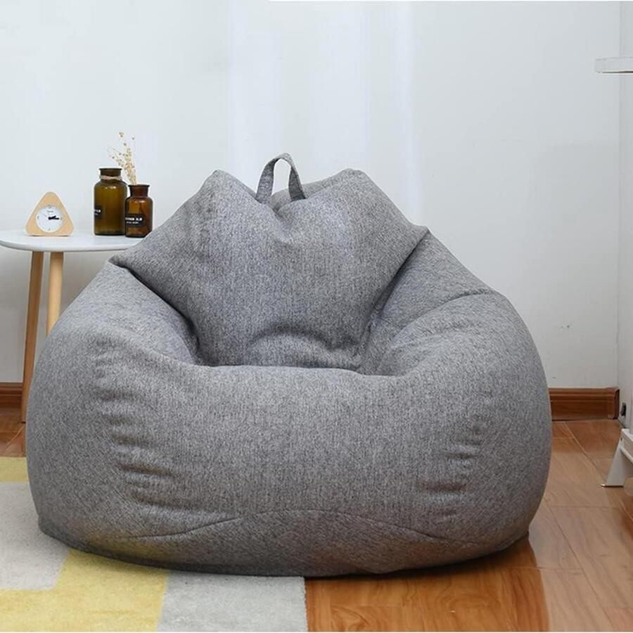 Bean Bag Cover for Adults and Children Play Pouffe High Back Comfortable Storage Pouffe for Toys 70 x 80 cm Dark Grey (Without Filling)