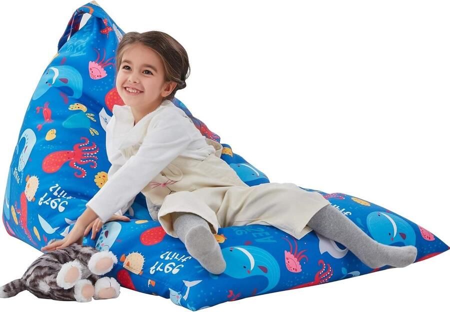 Bean Bag Cover for Stuffed Animals Extra Large Without Filling Premium Canvas 250L (Sea Animals)