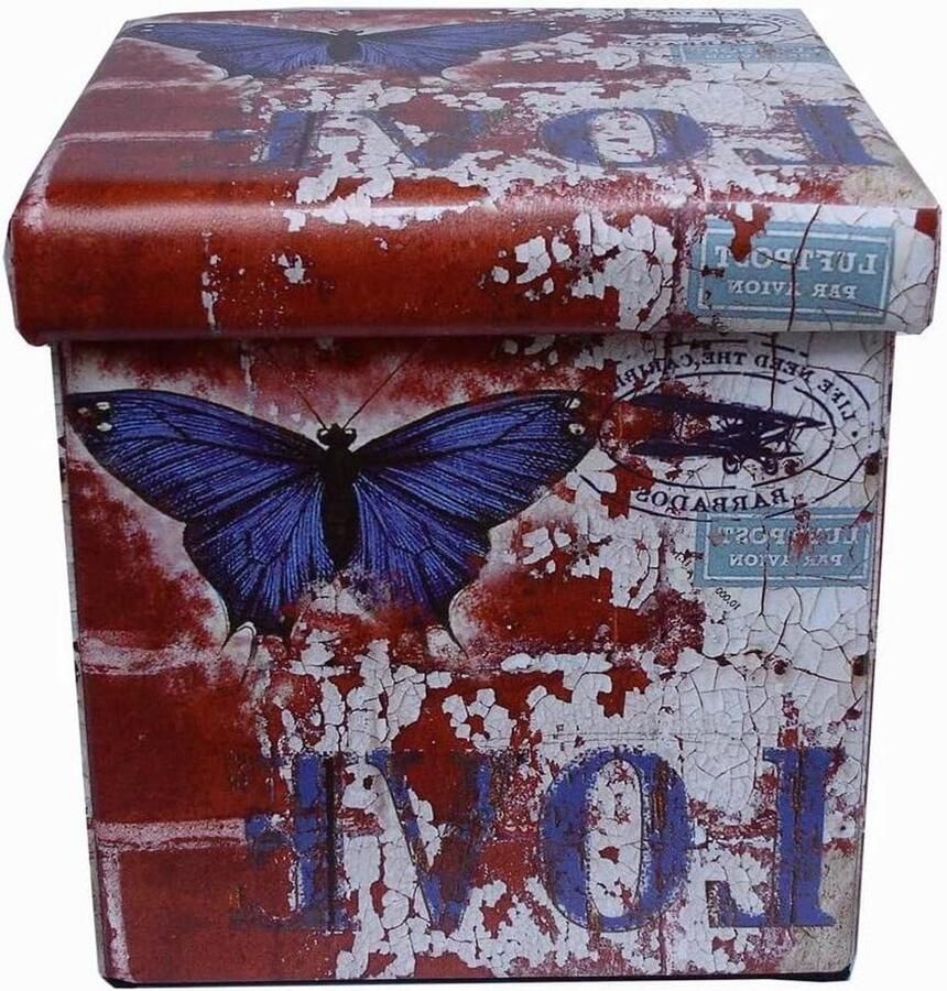 Bean Bag for Children and Adults 33 x 33 x 33 cm Resealable Storage Boxes with Lid Square with Decoration