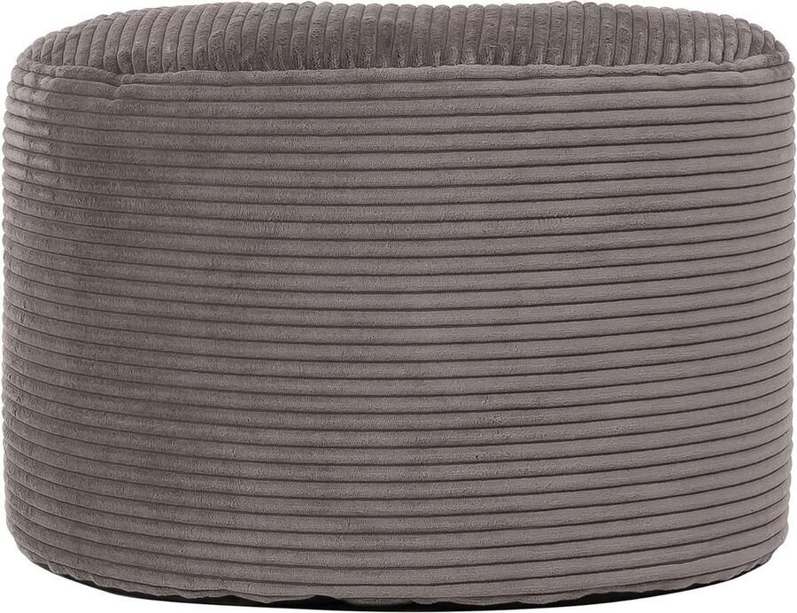 Bean Bag Hocker Dark Grey Corduroy Fabric Footstool with Filling Included Pouf Puff Bedroom Living Room Furniture