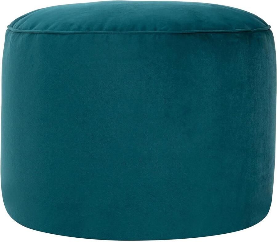 Bean Bag Hocker Teal Green Velvet Fabric Footstool with Filling Included Bedroom Living Room Furniture