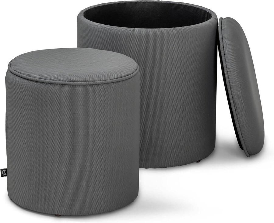 Bean Bag Set with Storage Box Oxford Fabric Seat Indoor Outdoor Footstool Porch Waterproof Garden Chair for Kids Grey Canvas