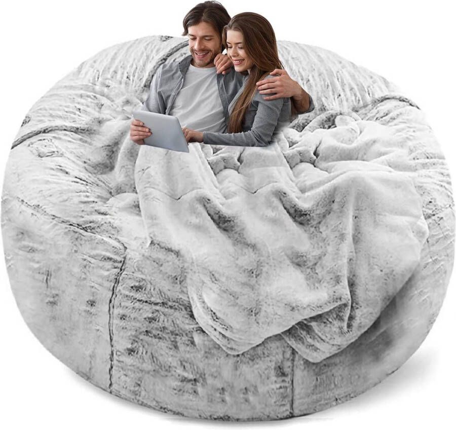 Bean Bag Stoelhoes (Alleen hoes geen vulling) Grote ronde zachte pluizige wasbare bean bag lounger sofa dekbedovertrek voor volwassenen woonkamer slaapkamer meubelhoes - Foto 2