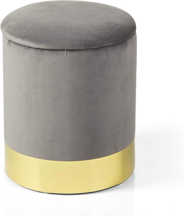 Bean Bag Velvet Footrest with Gold Base 31 x 31 x 39 cm Grey