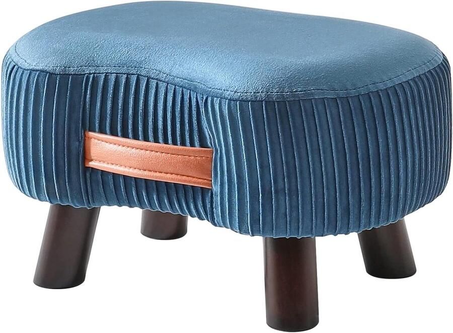 Zitzak van hout Kleine gebogen voetensteun met handvat en zacht zitkussen Marineblauw 40 × 28 × 23 cm