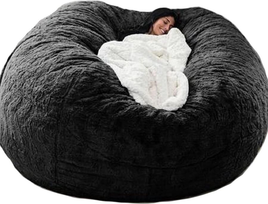 Bean Bag XXL-zitzak wollig behaaglijk zitzak stoelhoes voor volwassenen (zonder vulling) wasbaar 180 x 90 cm zwart