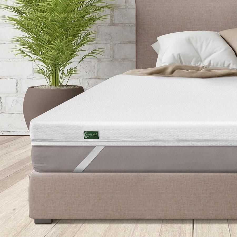 BeauNuit Lux 7-Zone Matras Topper 140x200 cm Visco Foam Body Zone Matras Topper Boxspring Bed & Matras 30cm Hoogte Anti-Slip Ademende Matrasbeschermer 140x200