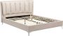 Bed 140 x 190 cm met gewatteerd hoofdbord Stof Beige FUNITI L 164 cm x H 112 cm x D 220.5 cm - Thumbnail 2