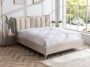 Bed 140 x 190 cm met gewatteerd hoofdbord Stof Beige FUNITI L 164 cm x H 112 cm x D 220.5 cm - Thumbnail 1