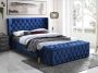 Bed 140 x 190 cm met hoofdbord met capitonnage Velours Koningsblauw + dekenkist ENODI L 168.5 cm x H 120.5 cm x D 210.5 cm - Thumbnail 1