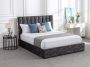 Bed 140 x 190 cm met hoofdbord met verticale stiksels Velours Antraciet FEROYA L 155 cm x H 123 cm x D 206 cm - Thumbnail 2