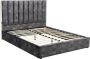 Bed 140 x 190 cm met hoofdbord met verticale stiksels Velours Antraciet FEROYA L 155 cm x H 123 cm x D 206 cm - Thumbnail 1