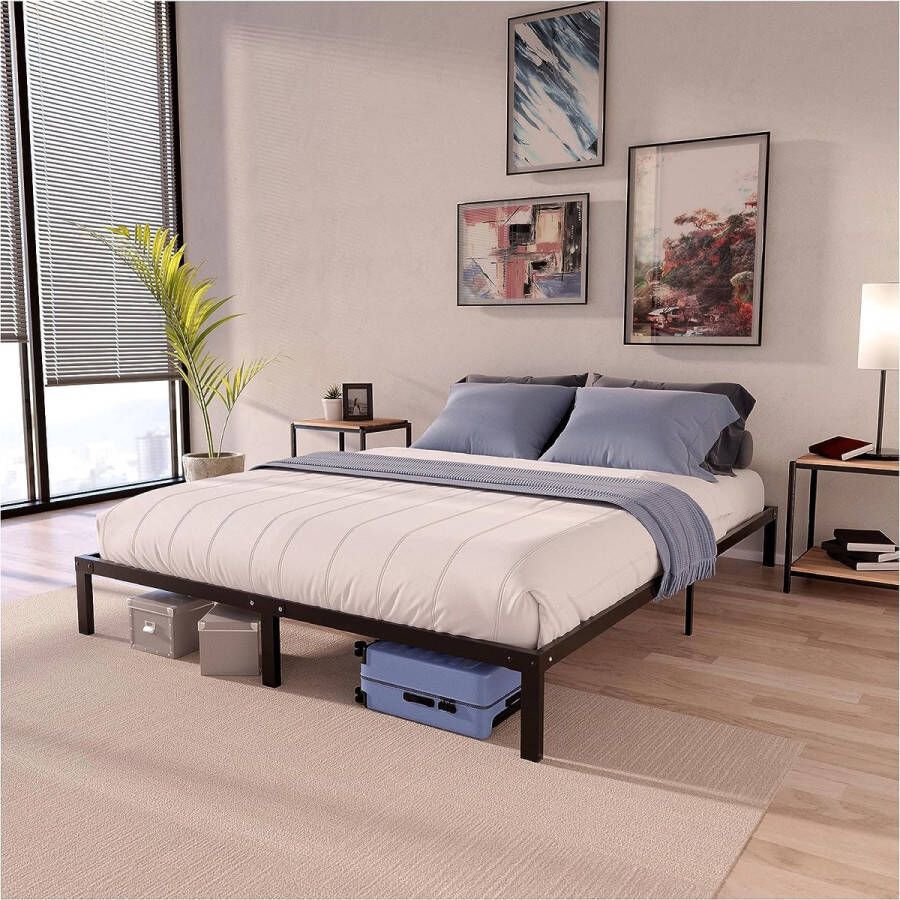 Bed 140 x 200 cm met lattenbodem van metaal bedframe 140 x 200 cm voor matras hoogte 35 cm big top gemaakt van te monteren en stabiel witte lattenbodem