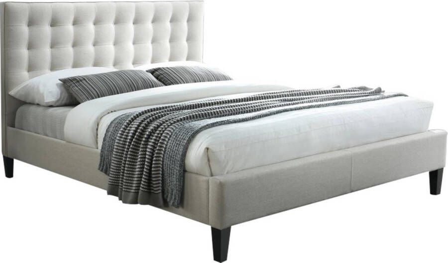 Vente-unique Bed CHIARA gewatteerd hoofdbord Beige 160 x 200 cm L 165 cm x H 116 cm x D 217 cm - Foto 1