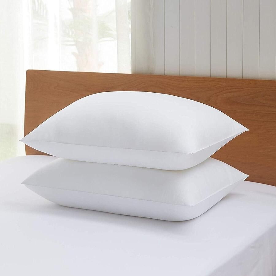 Bed Cushions 2 Pieces Hotel Collection Luxury Soft Inserts for Sleeping Breathable and Comfortable Stomach Back Sleepers King White Pack of 2
