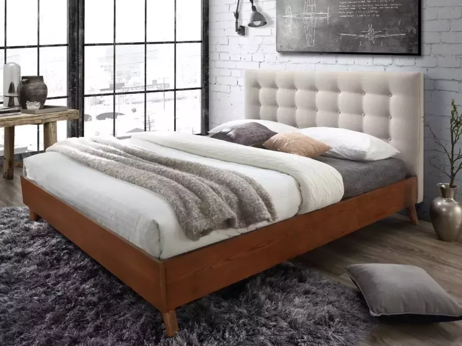 Bed FRANCESCO 180 x 200 cm Stof grijs L 186 cm x H 111 cm x D 211 cm - Foto 2