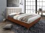 Bed FRANCESCO hoofdeinde gestoffeerd beige 140 x 190 cm L 146 cm x H 111 cm x D 201 cm - Thumbnail 2