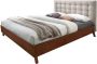 Bed FRANCESCO hoofdeinde gestoffeerd beige 140 x 190 cm L 146 cm x H 111 cm x D 201 cm - Thumbnail 1