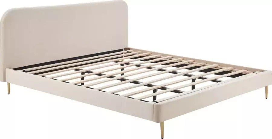 Bed Grace Beige Velours 180x200cm Met lattenbodem Hoogte 91 cm
