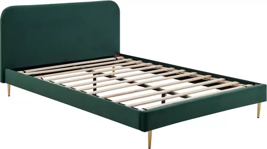Bed Grace Groen Velours 140x200cm Met lattenbodem Hoogte 91 cm