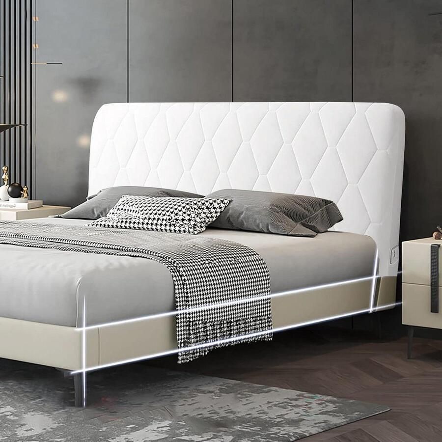 Bed Headboard Cover Elastic European Cotton Fabric Protection Washable Bedroom Decoration Cream White 180 cm hoofdbord hoes elastische