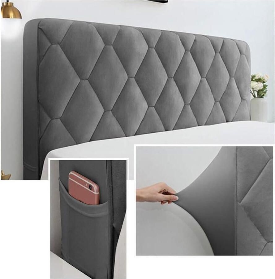Bed Headboard Cover Elastic European Cotton Fabric Washable Protection Grey 160 cm Bedroom Decoration hoofdbord hoes elastische
