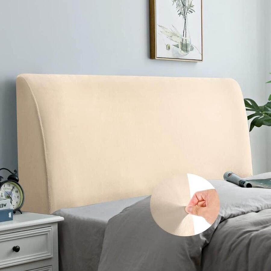 Bed Headboard Protective Cover Soft Stretch Velvet Dustproof Padded Headboard (Queen) Camel 150-170cm hoofdbord hoes elastische